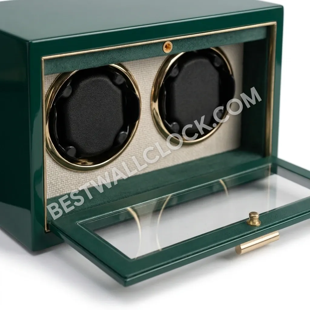 Premium Product - Emerald Green Lacquer Dual Watch Winder - 25cm - Image 6