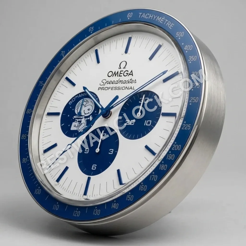 Omega Speedmaster Professional ("Silver Snoopy Award" 50th Anniversary) 38cm – Dealer Display Wall Clock