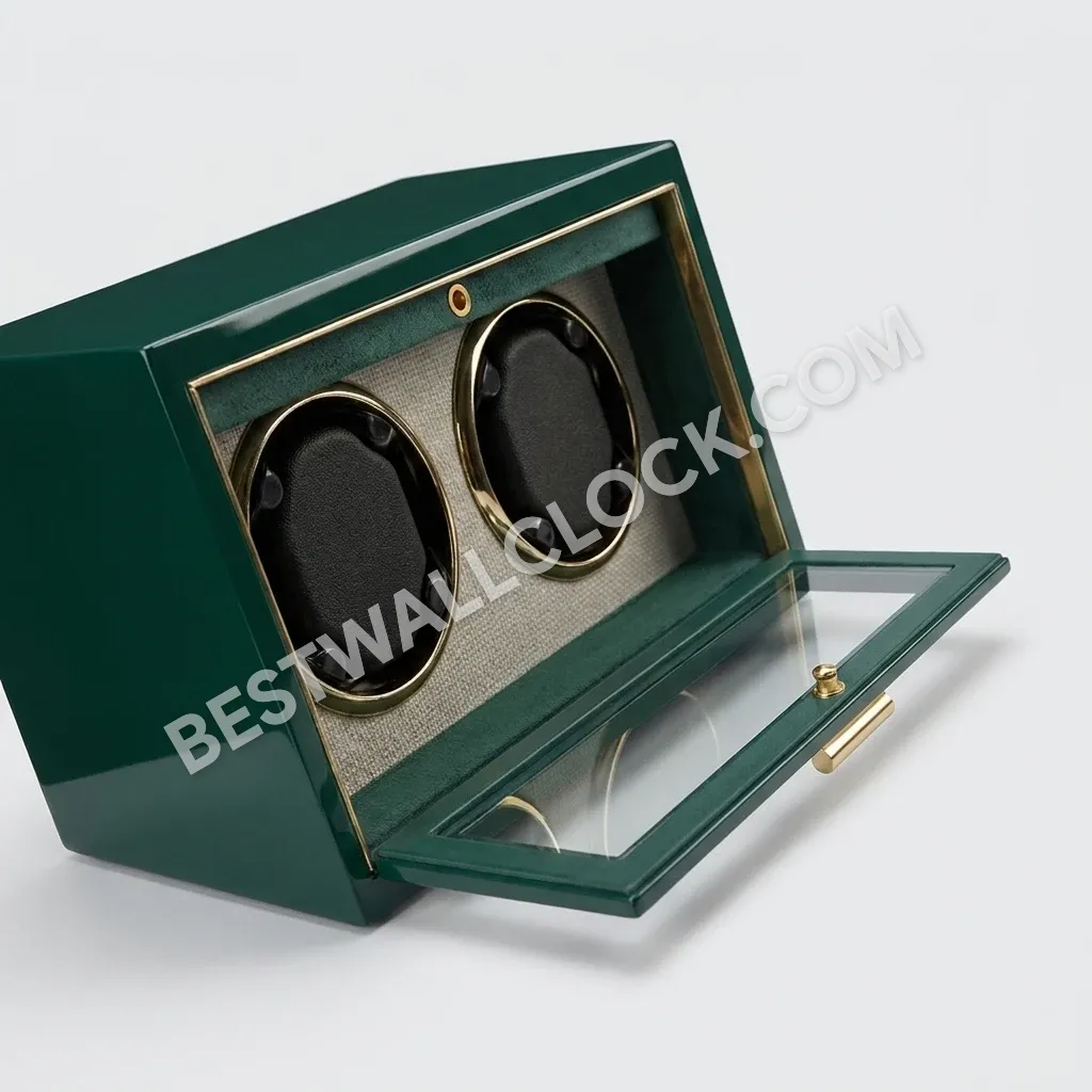 Premium Product - Emerald Green Lacquer Dual Watch Winder - 25cm - Image 7