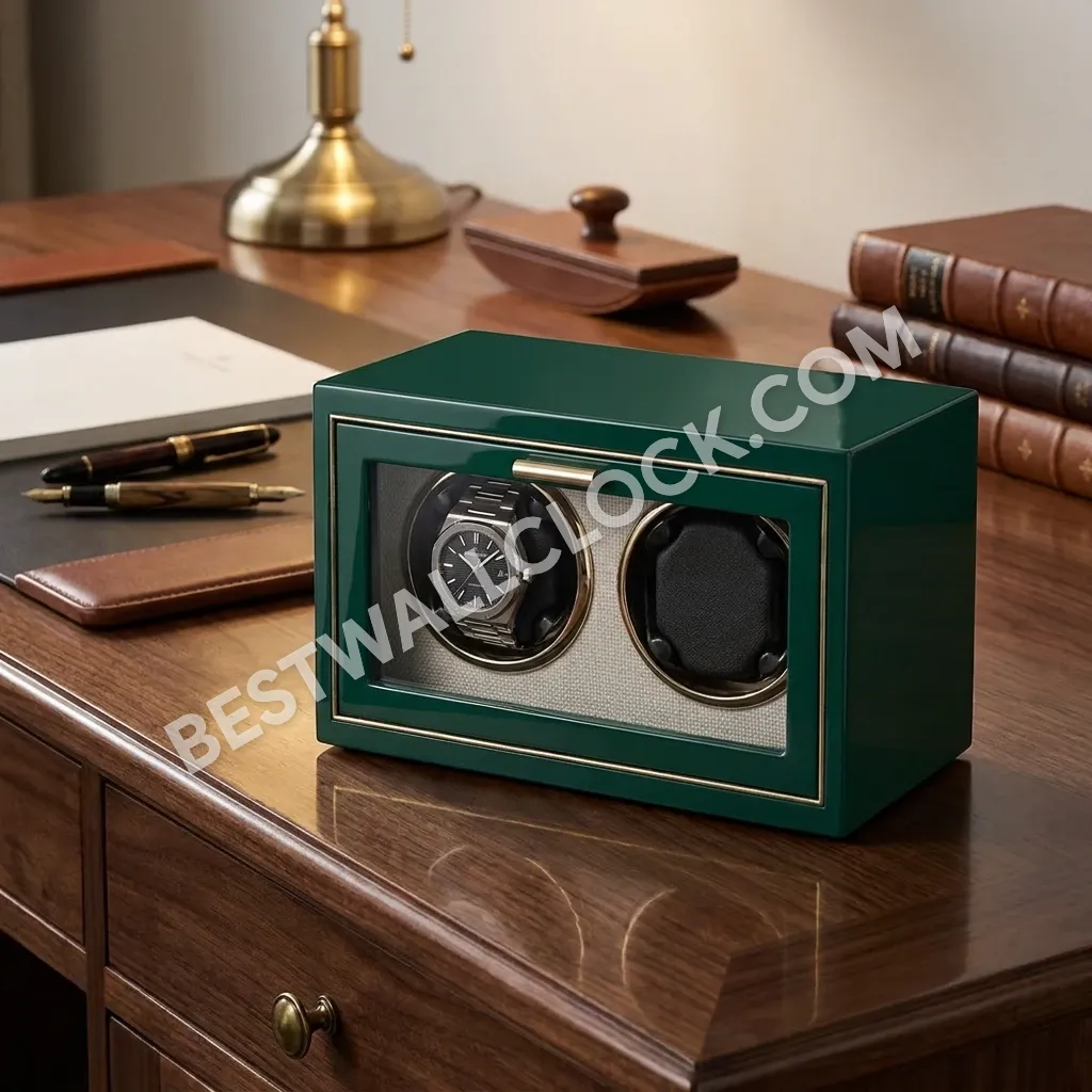 Premium Product - Emerald Green Lacquer Dual Watch Winder - 25cm - Image 11