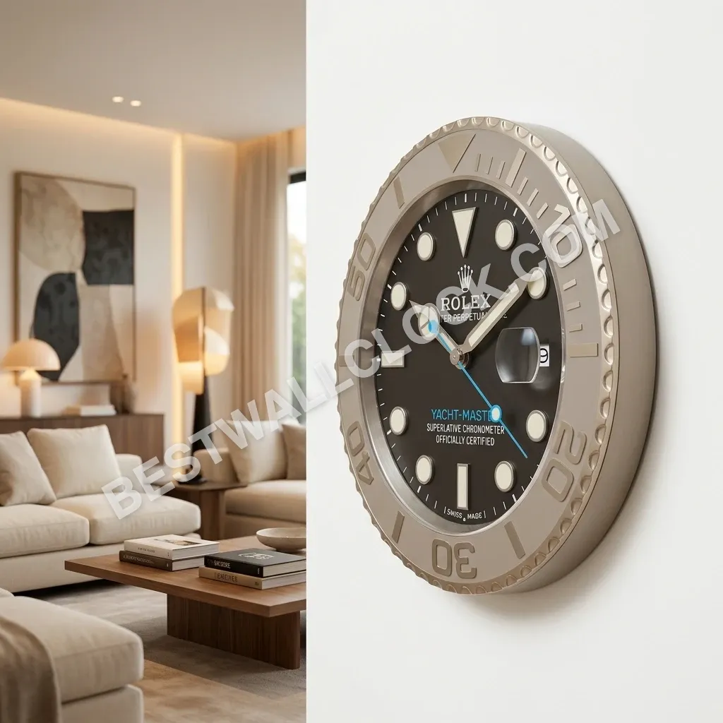 Yacht-Master ("Rhodium Steel Blue") 34cm (with magnifier) – Dealer Display Wall Clock - Image 7