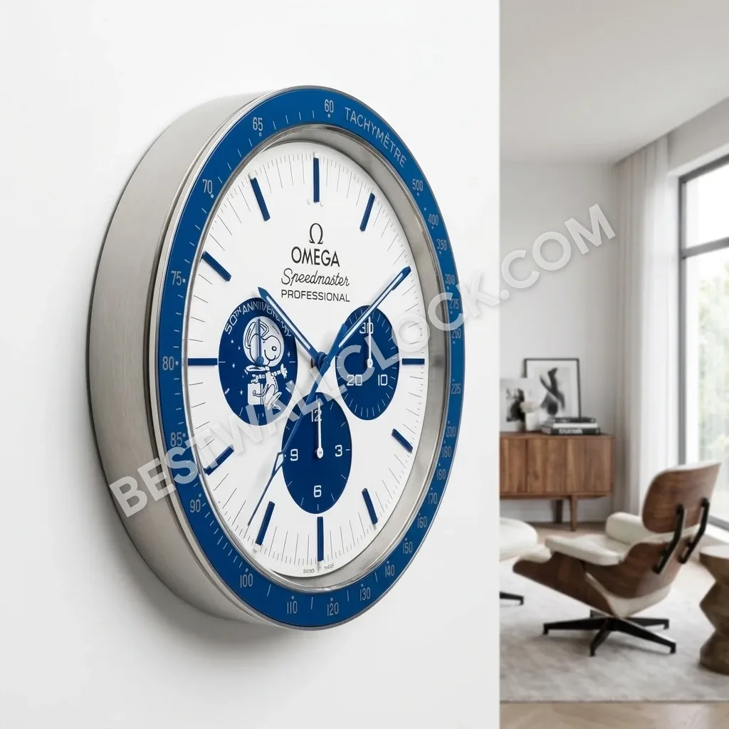 Omega Speedmaster Professional ("Silver Snoopy Award" 50th Anniversary) 38cm – Dealer Display Wall Clock