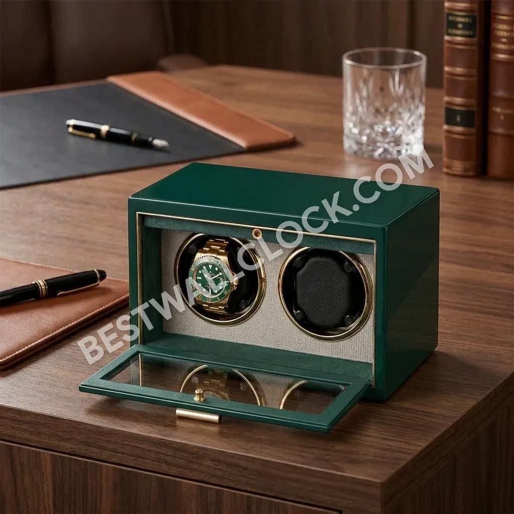 Premium Product - Emerald Green Lacquer Dual Watch Winder - 25cm - Image 12