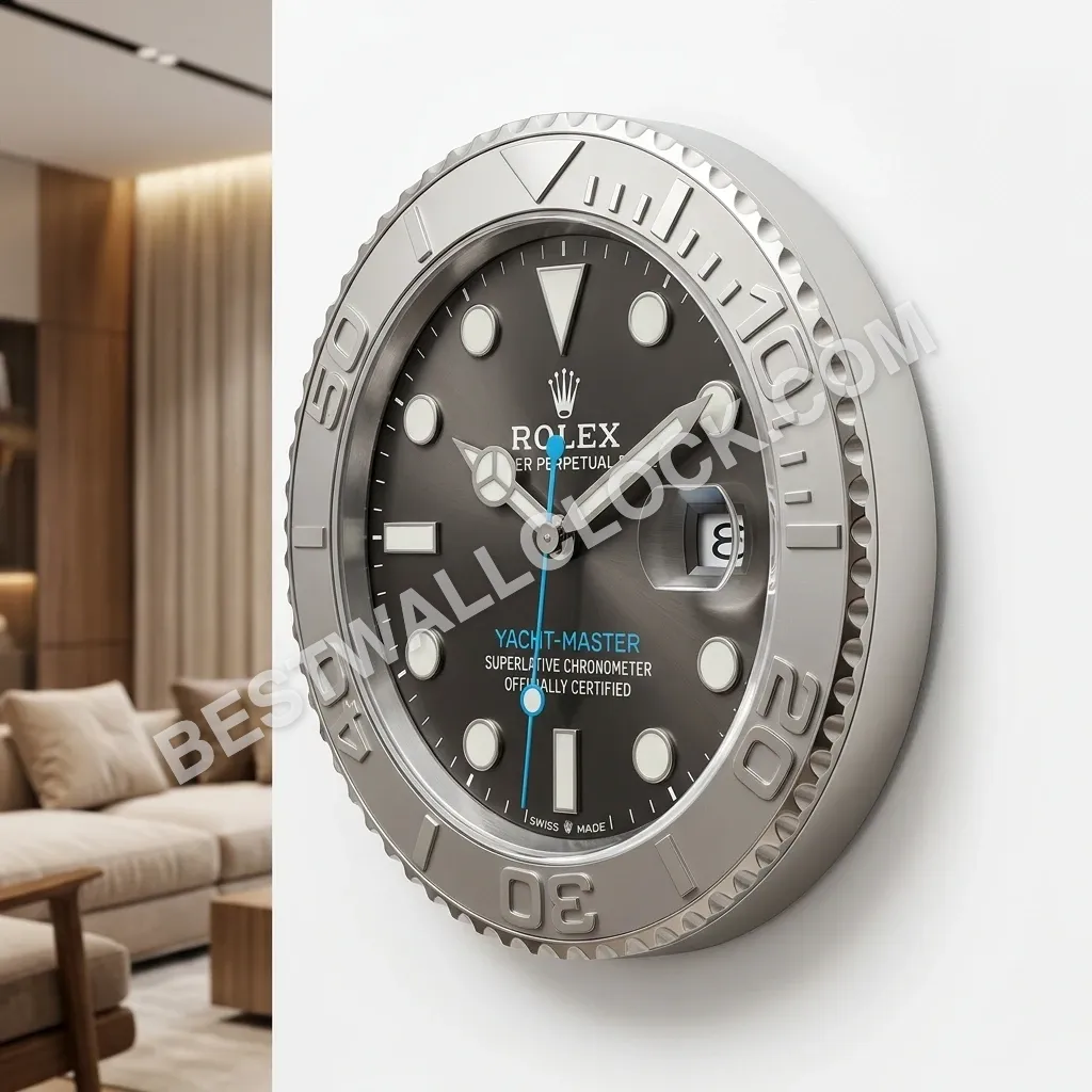 Yacht-Master ("Rhodium Steel Blue") 34cm (with magnifier) – Dealer Display Wall Clock - Image 8