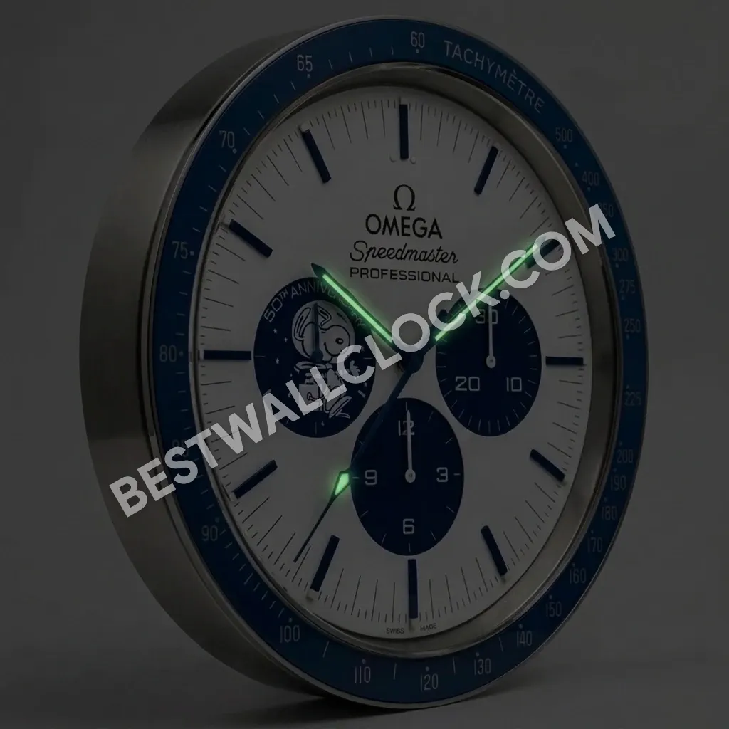Omega Speedmaster Professional ("Silver Snoopy Award" 50th Anniversary) 38cm – Dealer Display Wall Clock