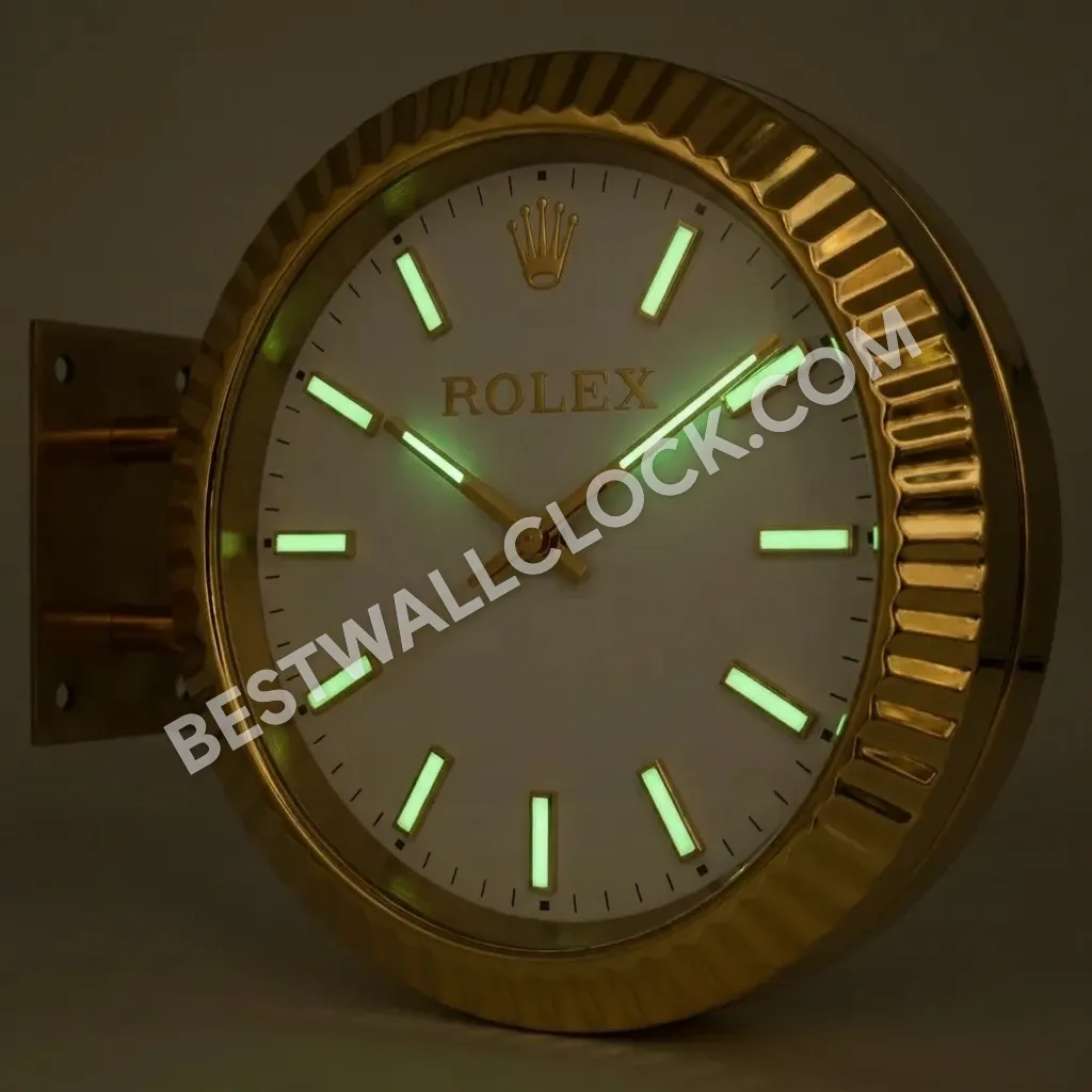 Oyster Perpetual Gold (DOUBLE) Fluted White Dial 34cm – Dealer Display Wall Clock - Image 10