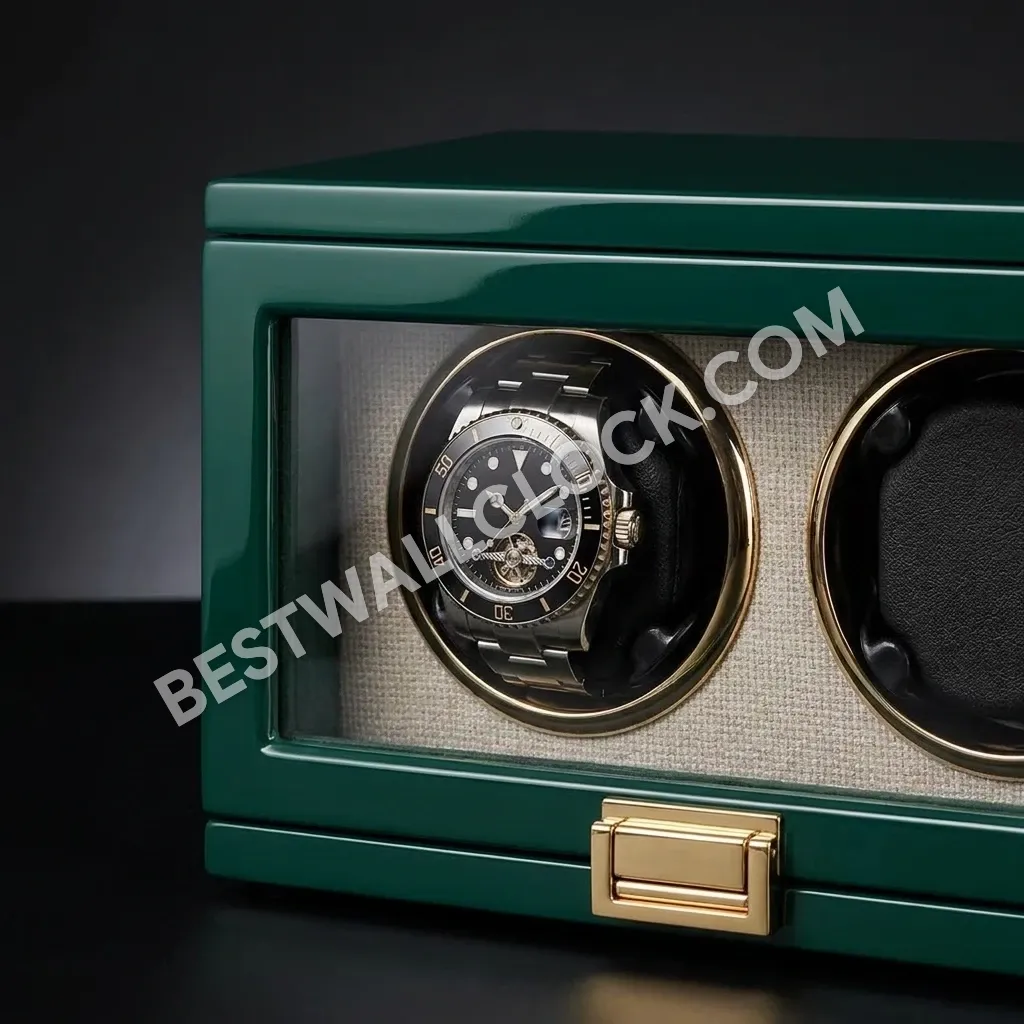 Premium Product - Emerald Green Lacquer Dual Watch Winder - 25cm - Image 8