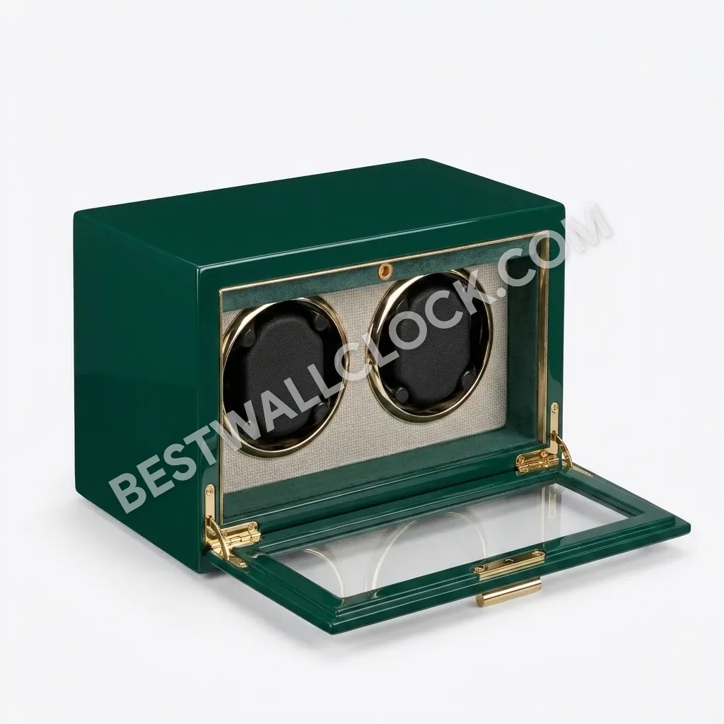 Premium Product - Emerald Green Lacquer Dual Watch Winder - 25cm - Image 2
