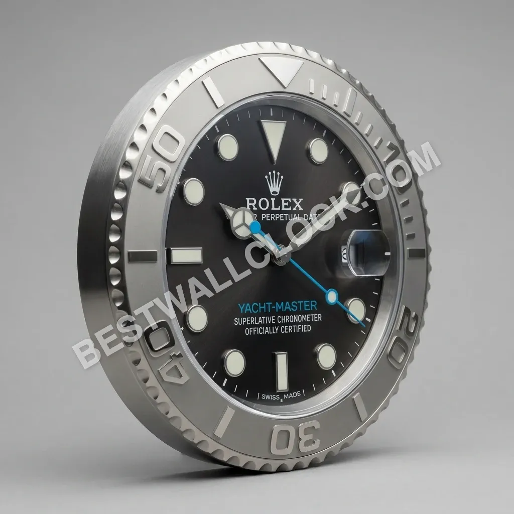 Yacht-Master ("Rhodium Steel Blue") 34cm (with magnifier) – Dealer Display Wall Clock - Image 3