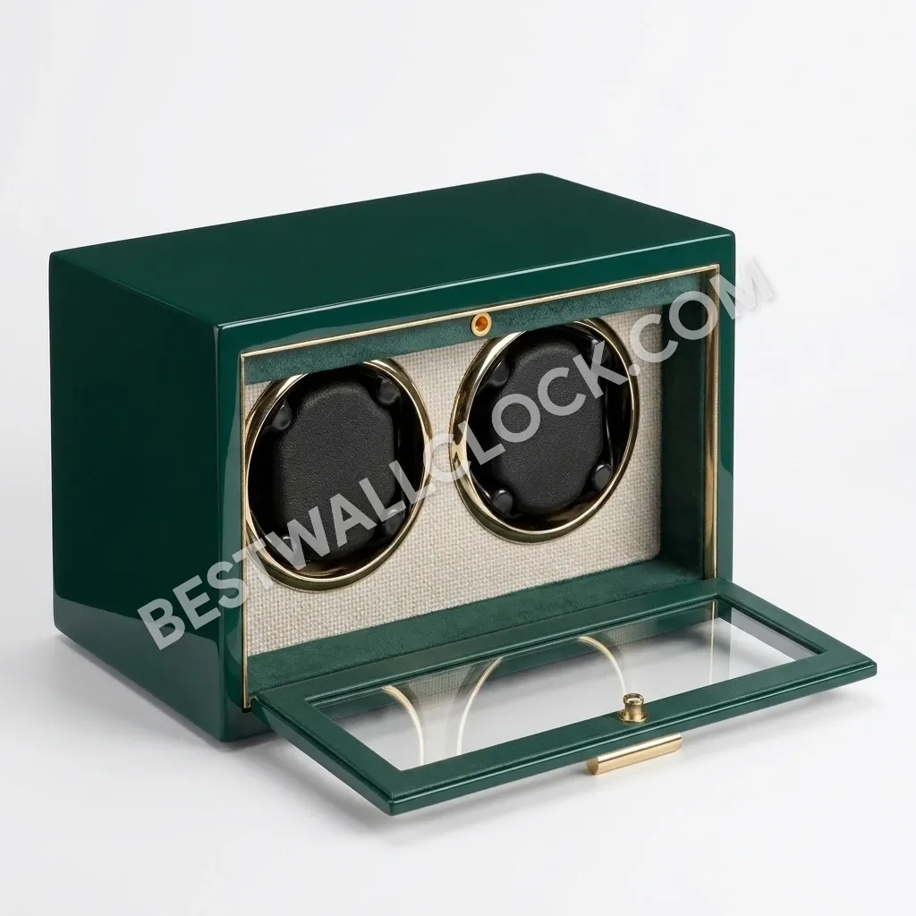 Premium Product - Emerald Green Lacquer Dual Watch Winder - 25cm - Image 3