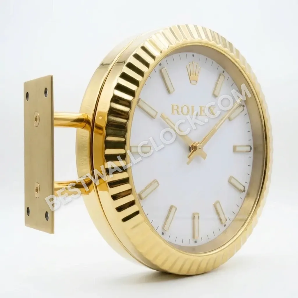 Oyster Perpetual Gold (DOUBLE) Fluted White Dial 34cm – Dealer Display Wall Clock - Image 4