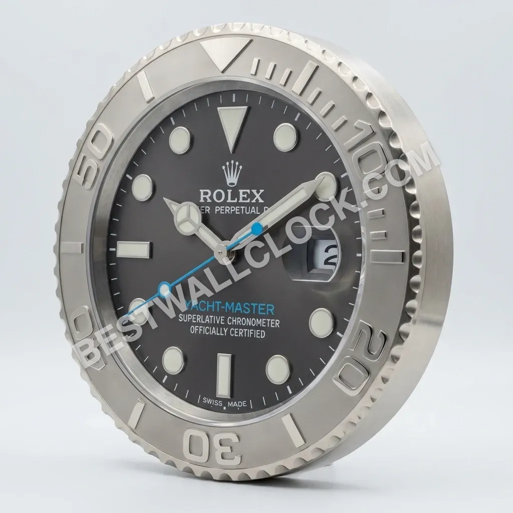 Yacht-Master ("Rhodium Steel Blue") 34cm (with magnifier) – Dealer Display Wall Clock - Image 2
