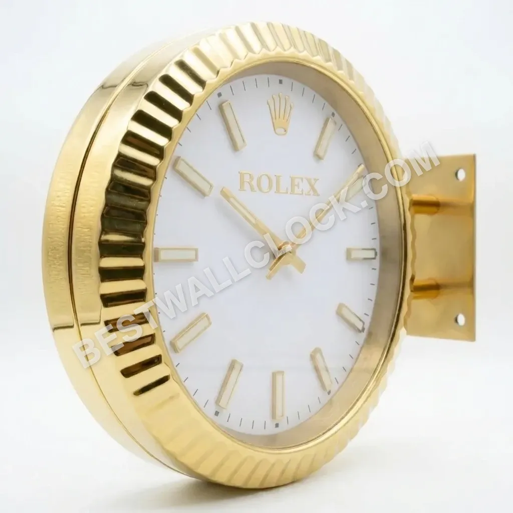Oyster Perpetual Gold (DOUBLE) Fluted White Dial 34cm – Dealer Display Wall Clock - Image 2